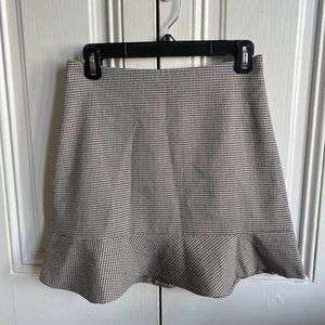Aritzia Little Moon Campari flounced hem houndstooth mini skirt